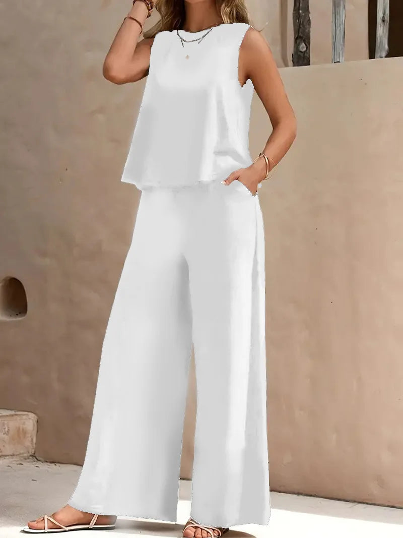 Dollie | Sleeveless Wide Leg Pant Set