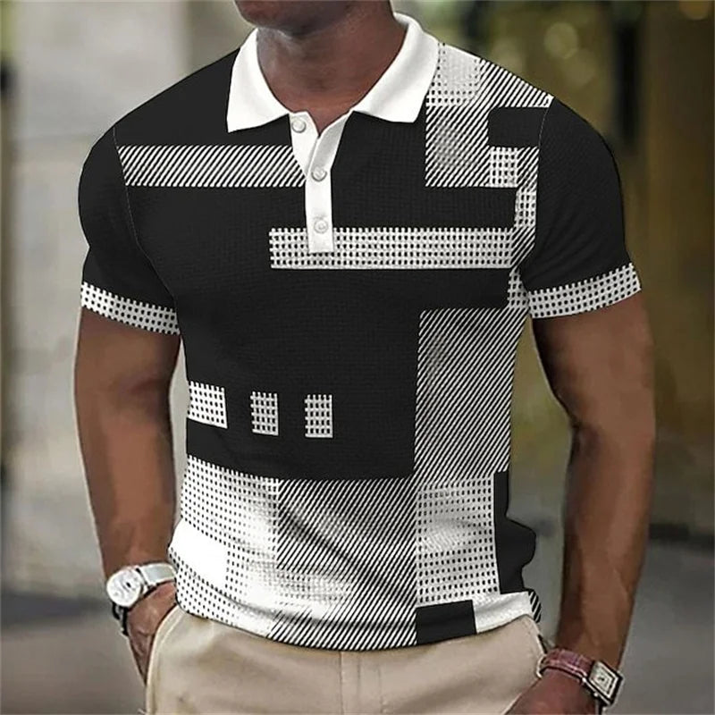 Delbert | Polo Shirt Geometric Print Short Sleeve