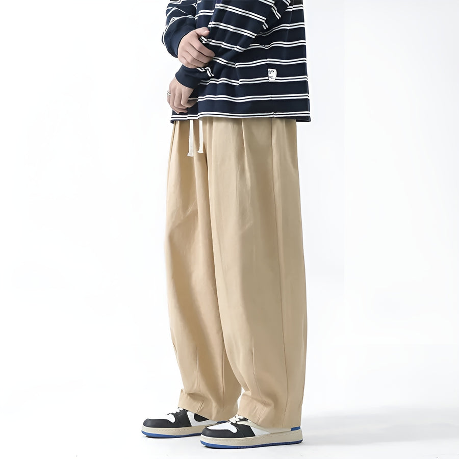 Paolino - Wide Leg Loose Fit Pleated Trousers