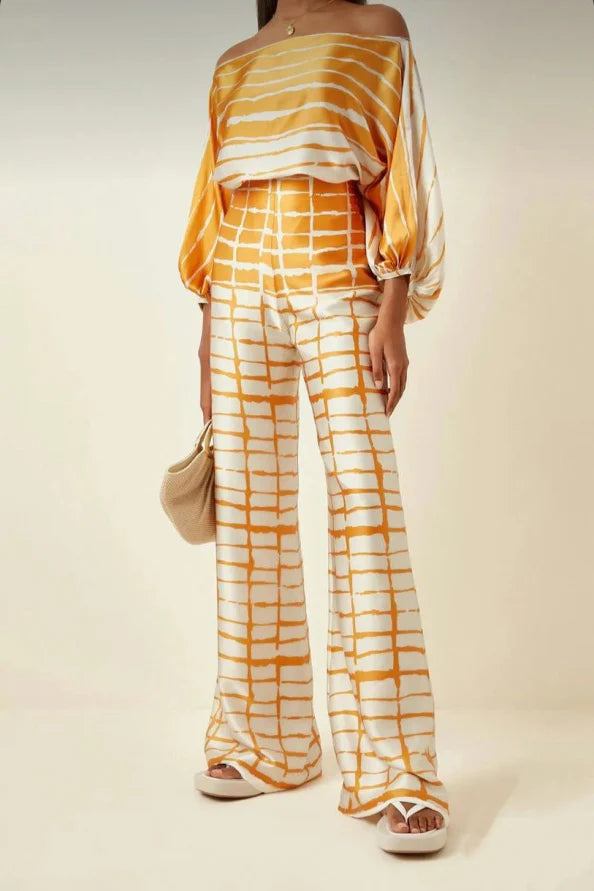 Florine | Two Piece Printed Wide Leg Pant Set