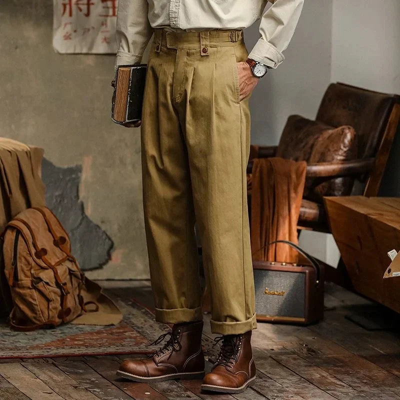 Inglis | Pleated Straight Leg Casual Trousers