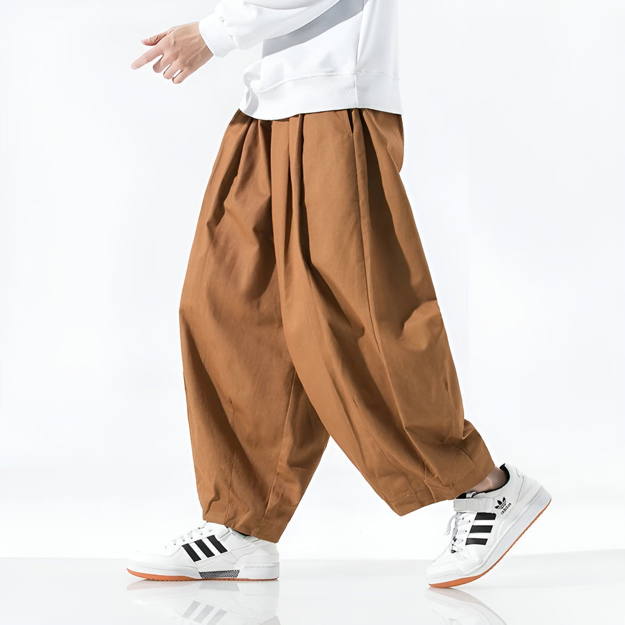 Paolino - Wide Leg Loose Fit Pleated Trousers