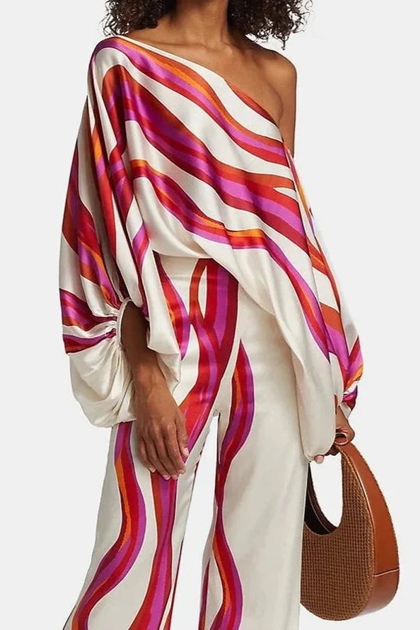 Florine | Two Piece Printed Wide Leg Pant Set