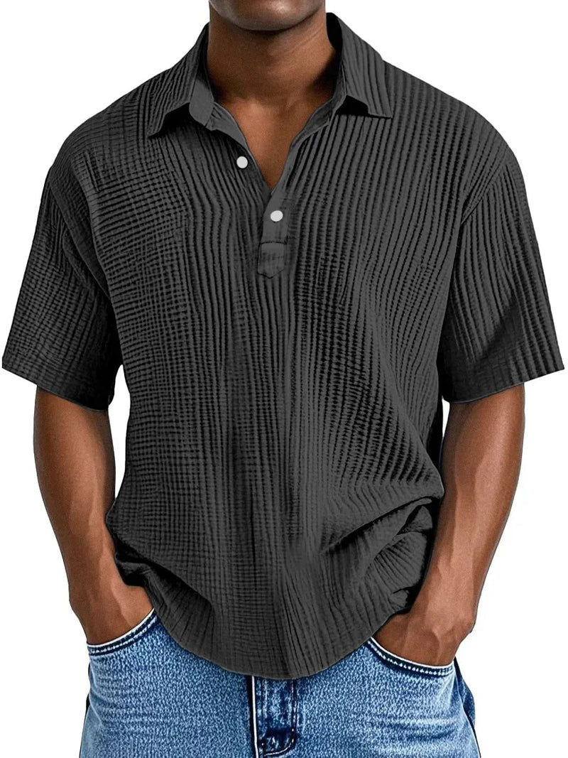 Hauser | Short Sleeve Textured Polo Shirt