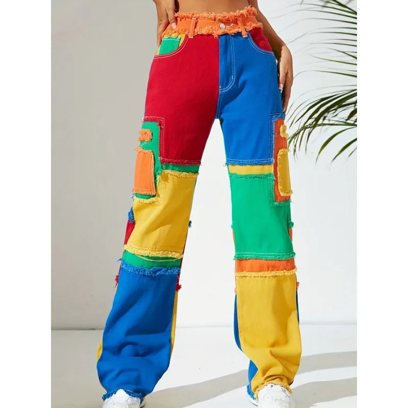 Mayra | Cropped Patchwork Denim Jacket and Pants Set