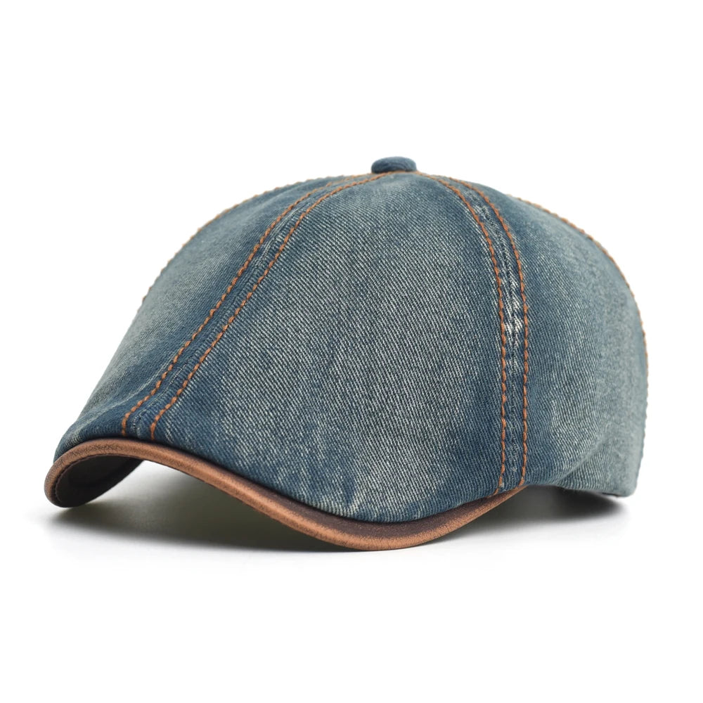 Limmz | Denim-Style Flat Cap Contrast Stitch