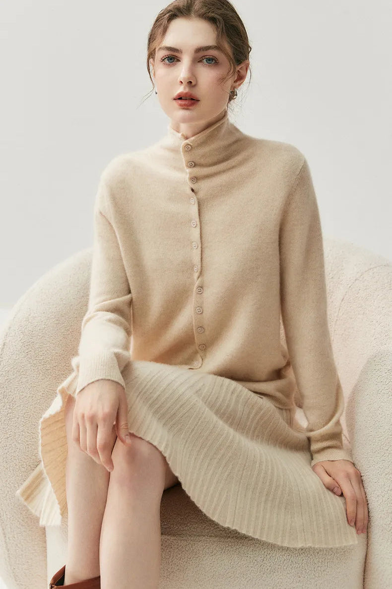 Areum | Cardigan with High Neck Button Front