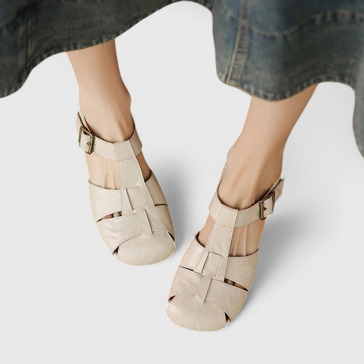 Kathy | Closed Toe T Strap Buckle Sandal