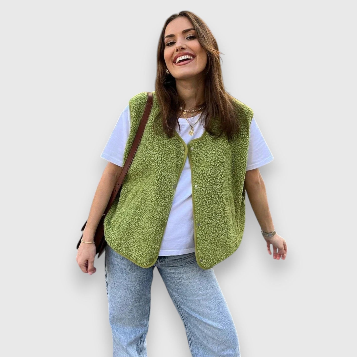 Cheryl | Vest Sleeveless Button Front Fleece Style