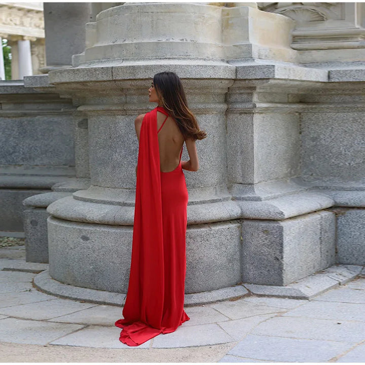 Lucila - Halter Neck Backless Maxi Dress