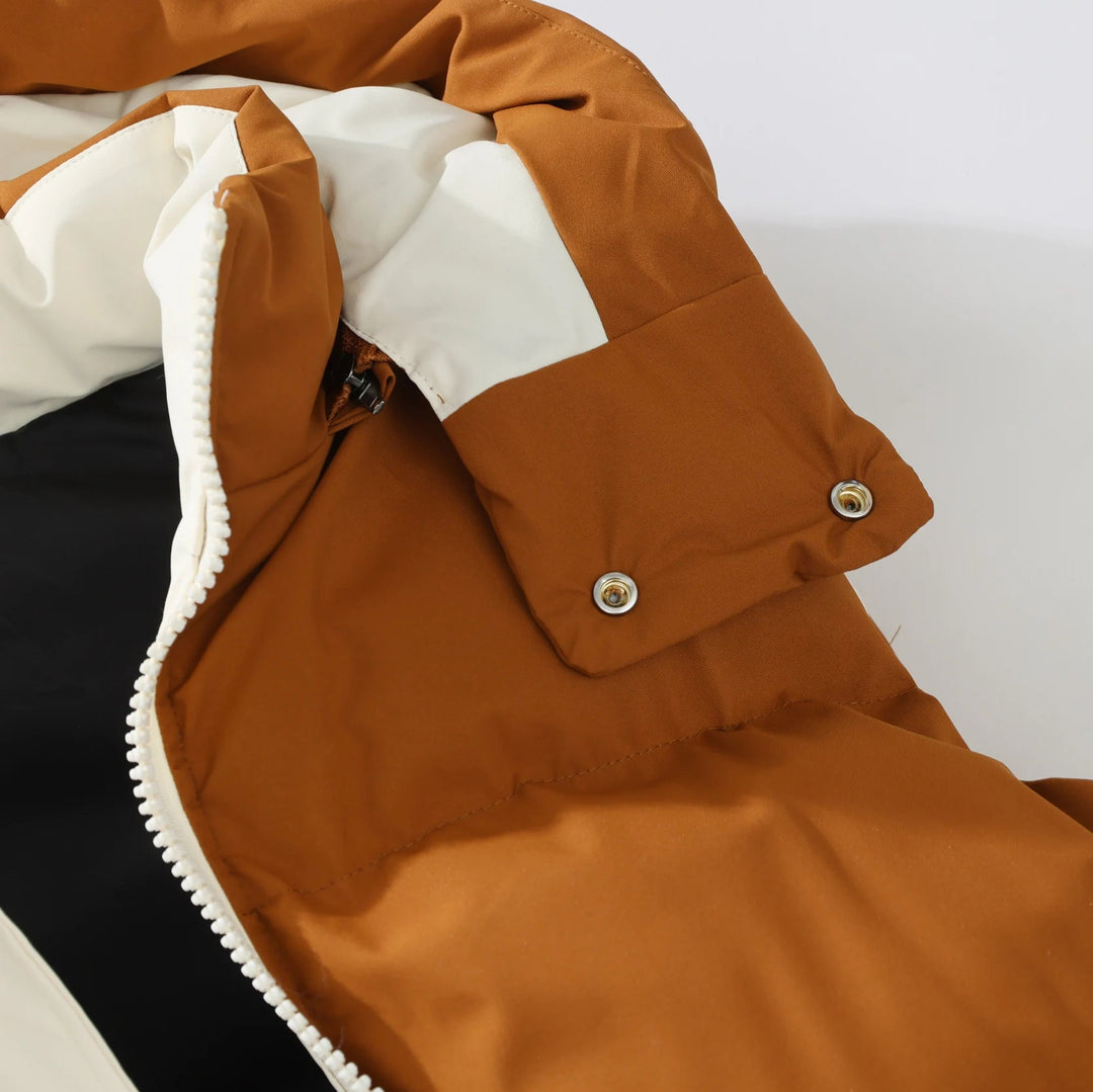 Astralforge | Padded Hooded Vest in White and Brown