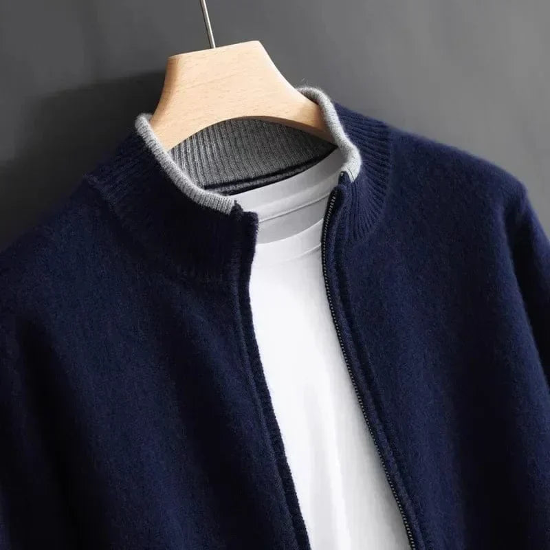 Corbin | Knit Zip Front Stand Collar Cardigan
