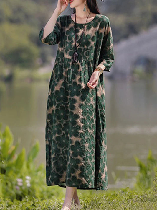 Cecile | Floral Print Loose Midi Dress
