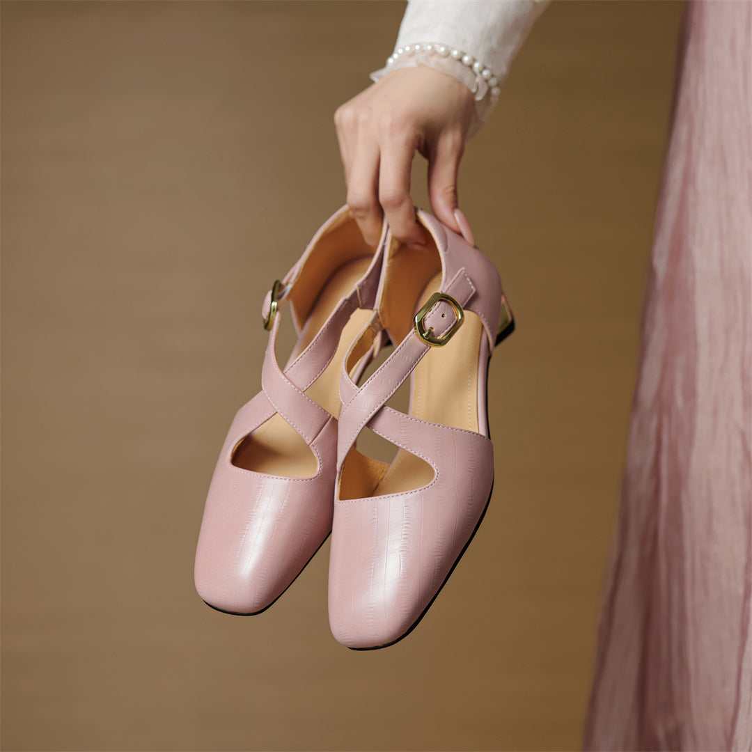 Malena | Mary Jane Low Heels With Buckle Strap