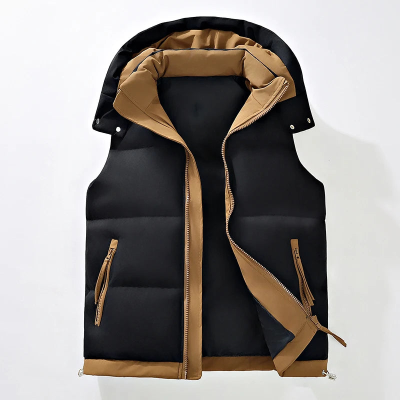 Astralforge | Padded Hooded Vest in White and Brown