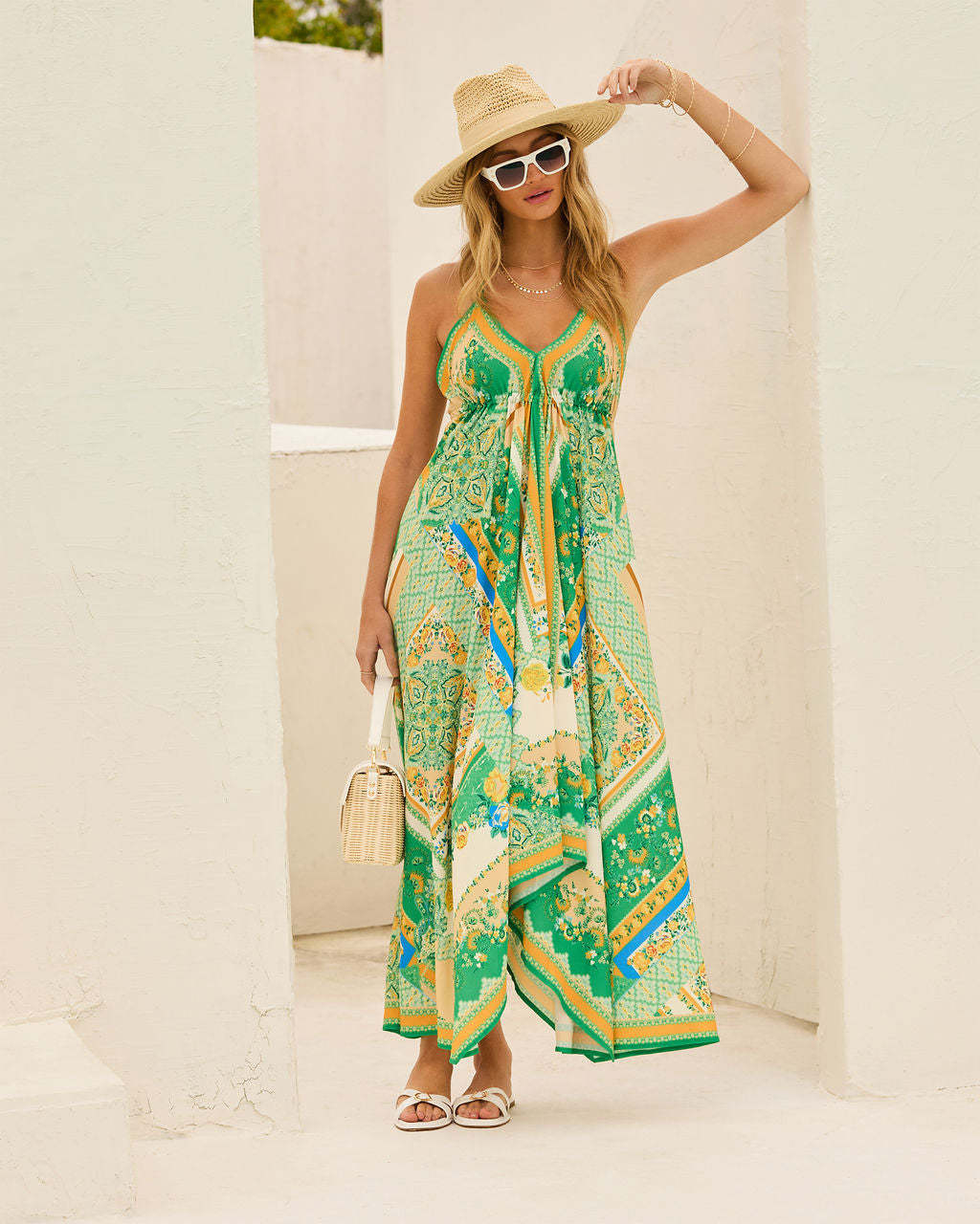 Delfina | Printed Halter Backless Maxi Dress