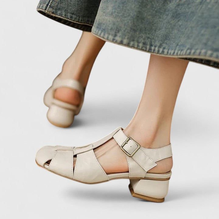 Kathy | Closed Toe T Strap Buckle Sandal