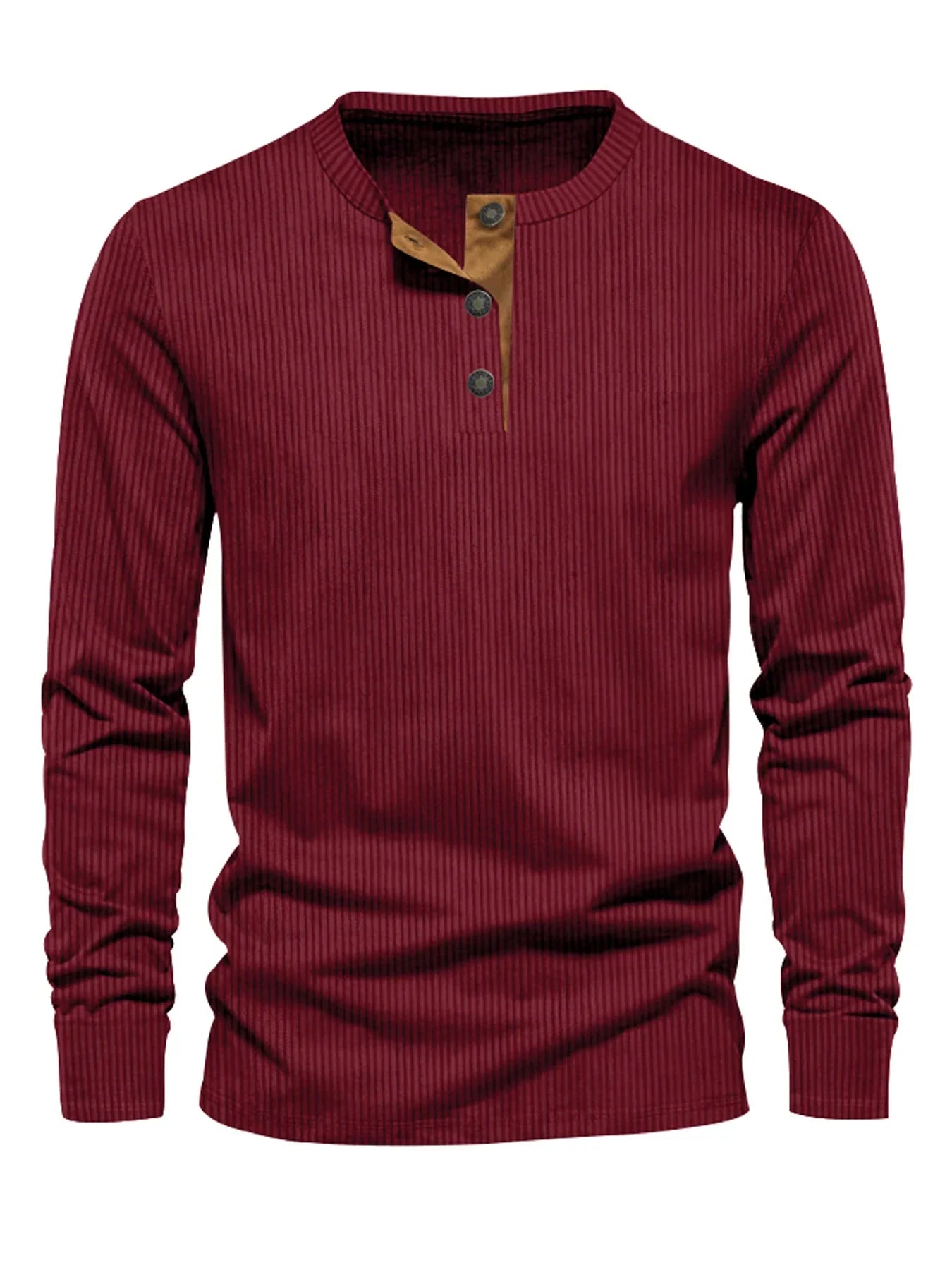 Erasto | Ribbed Henley Long Sleeve Shirt