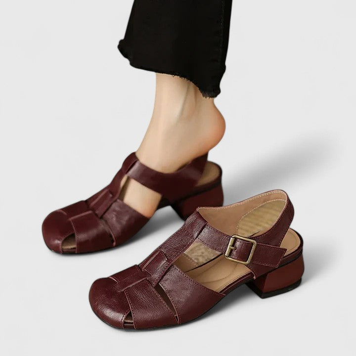 Kathy | Closed Toe T Strap Buckle Sandal