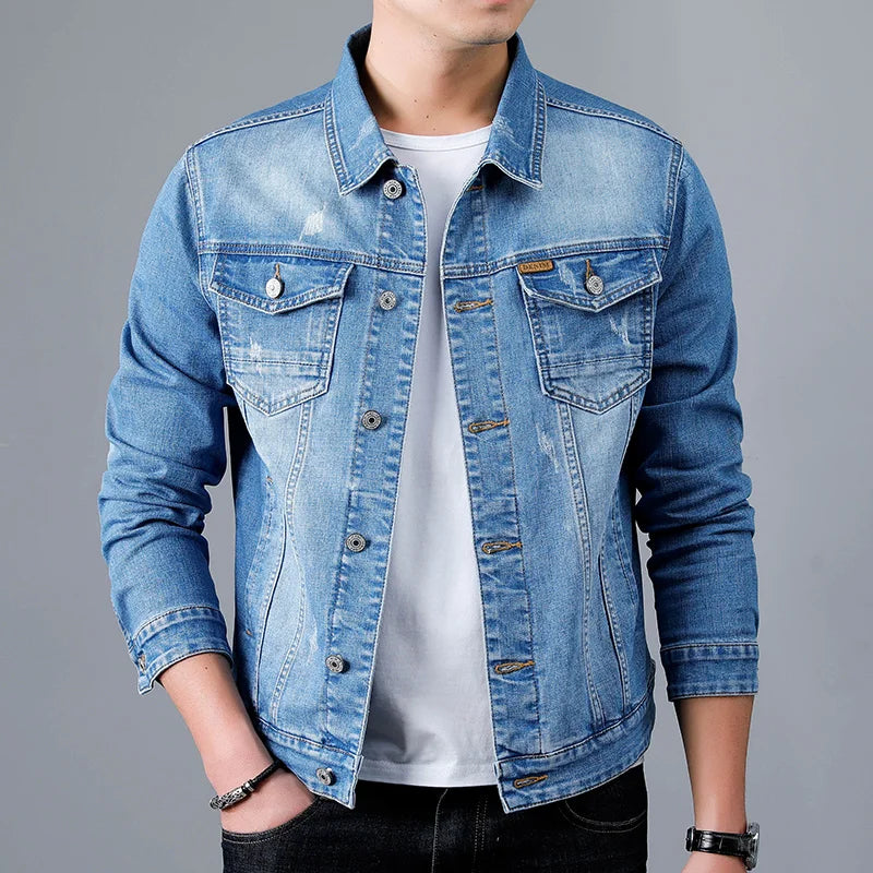 Emeterio | Denim Jacket Distressed Button Front Long Sleeve