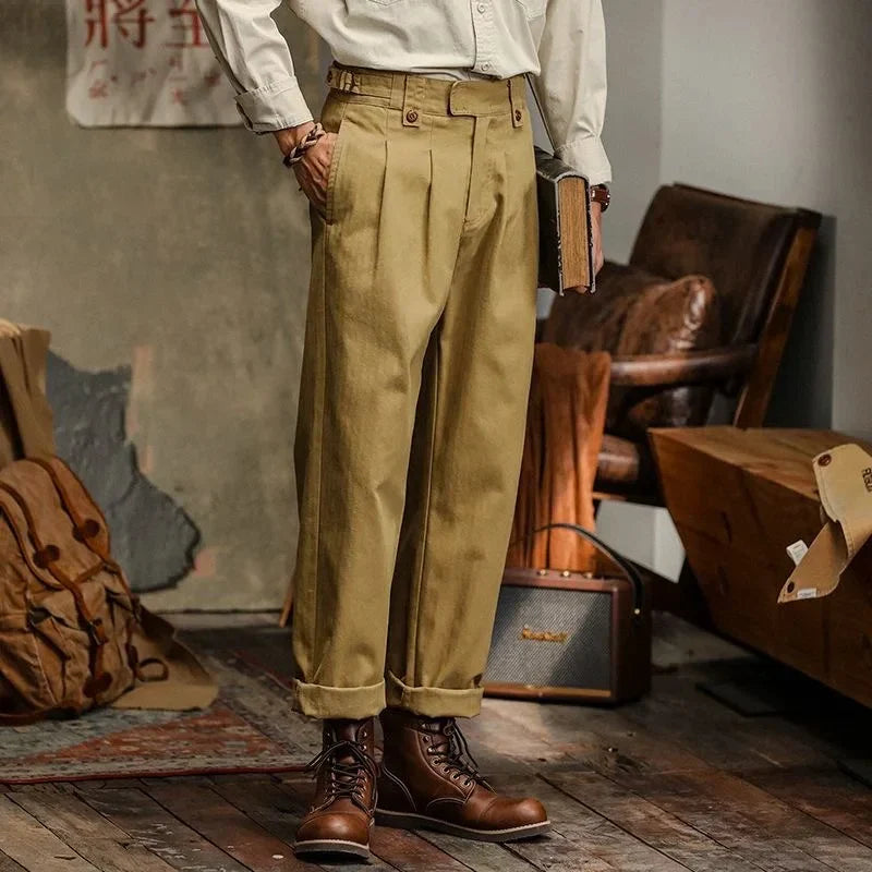 Inglis | Pleated Straight Leg Casual Trousers
