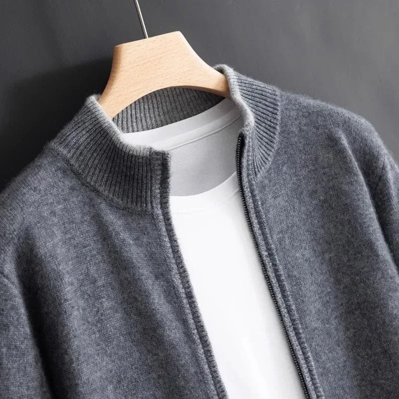 Corbin | Knit Zip Front Stand Collar Cardigan