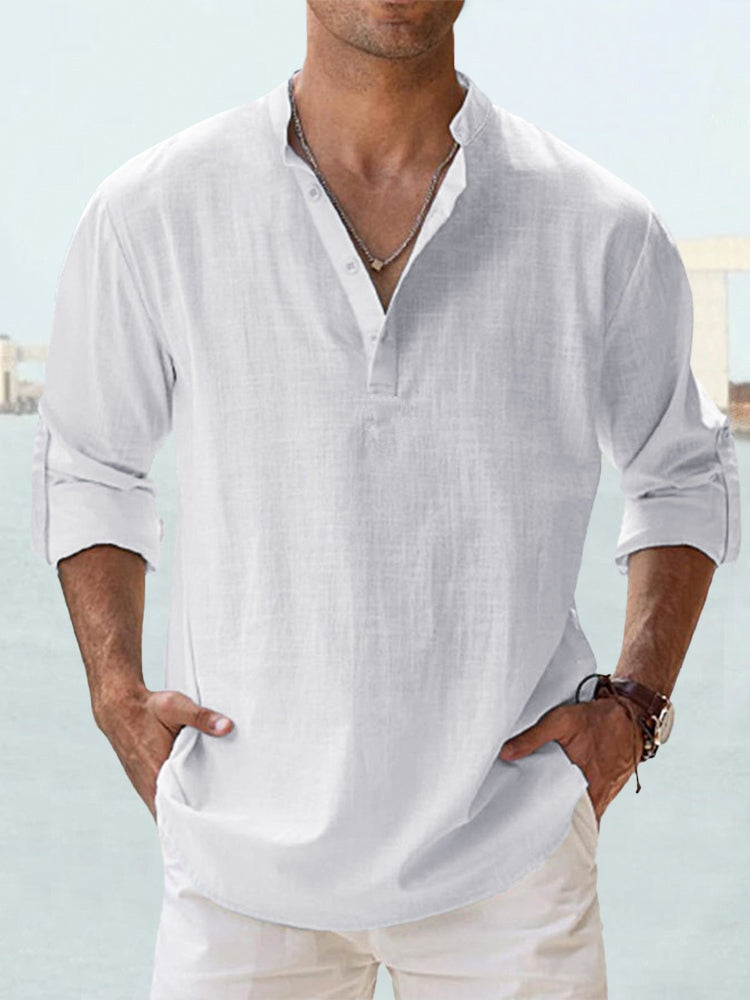 Leon | Henley Collar Roll Sleeve Shirt