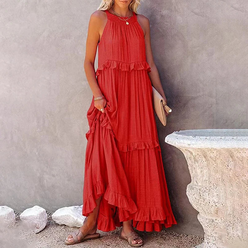 Munalisa | Sleeveless Ruffle Tiered Maxi Dress