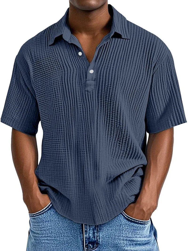 Hauser | Short Sleeve Textured Polo Shirt
