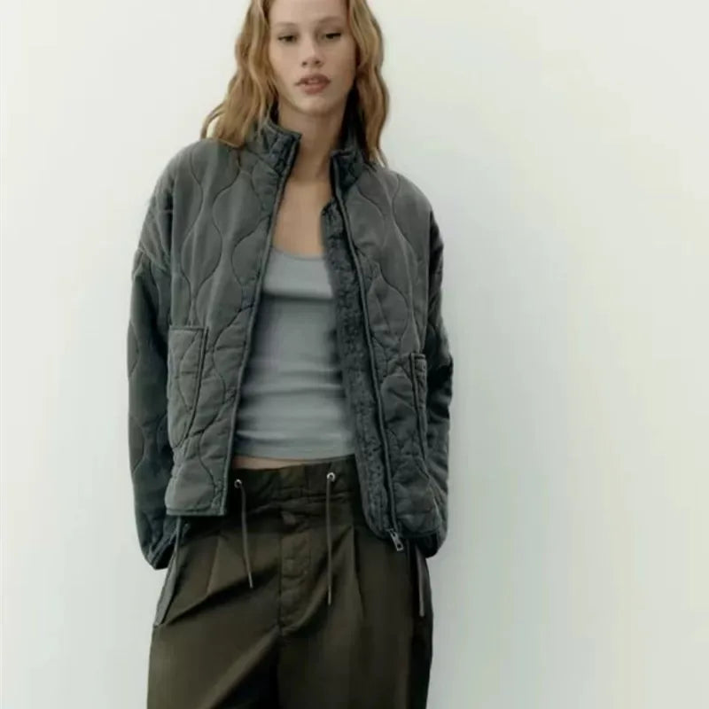 Pascale | Quilted Stand Collar Zip Jacket