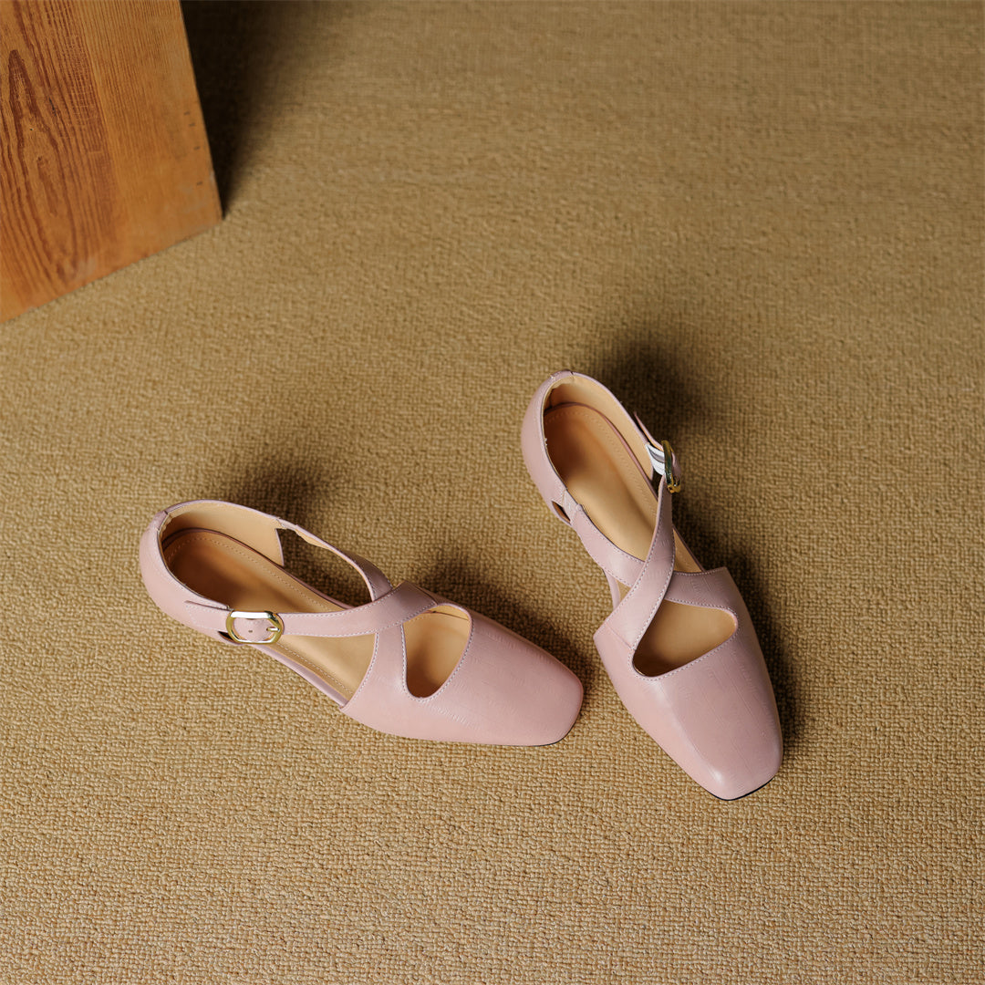 Malena | Mary Jane Low Heels With Buckle Strap