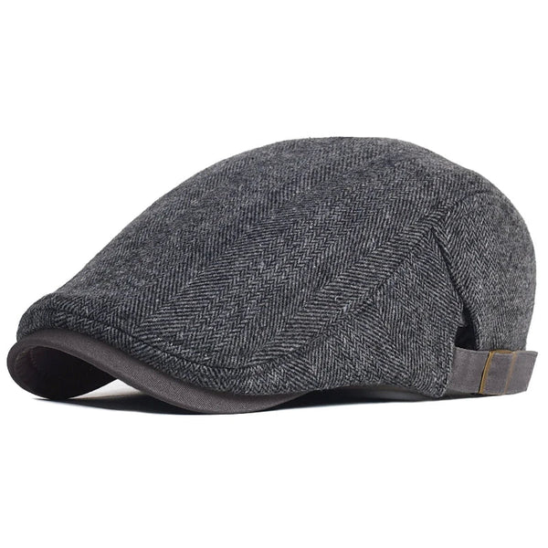 Imre - Herringbone Flat Cap Adjustable Newsboy Hat