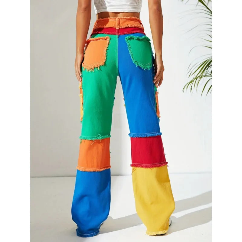 Mayra | Cropped Patchwork Denim Jacket and Pants Set