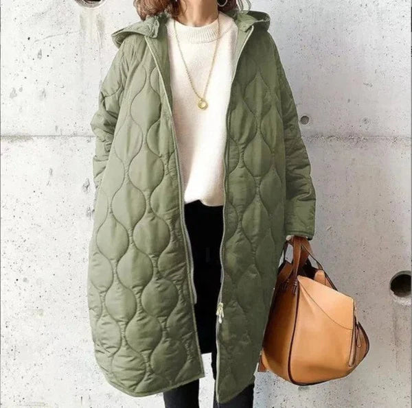 Rina | Hooded Quilted Longline Parka Coat