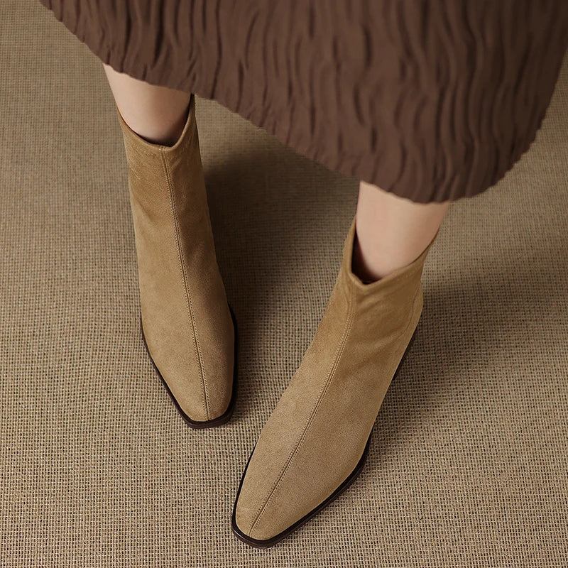 Sheley - Block Heel Suede Ankle Boots