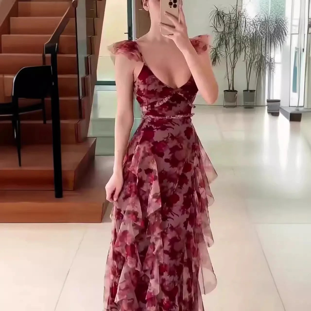 Flora | Floral Ruffle Strap Maxi Dress