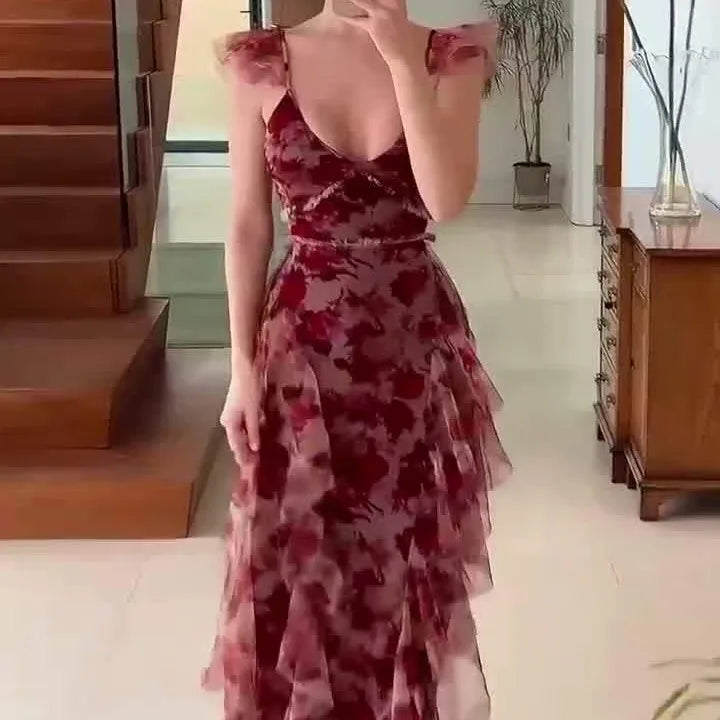 Flora | Floral Ruffle Strap Maxi Dress