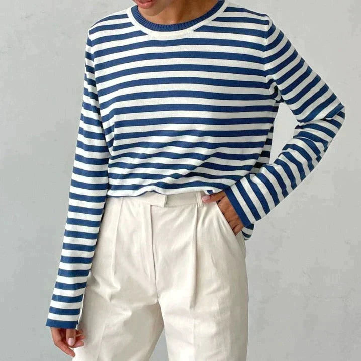 Danonula | Long Sleeve Striped Sweater with Relaxed Fit