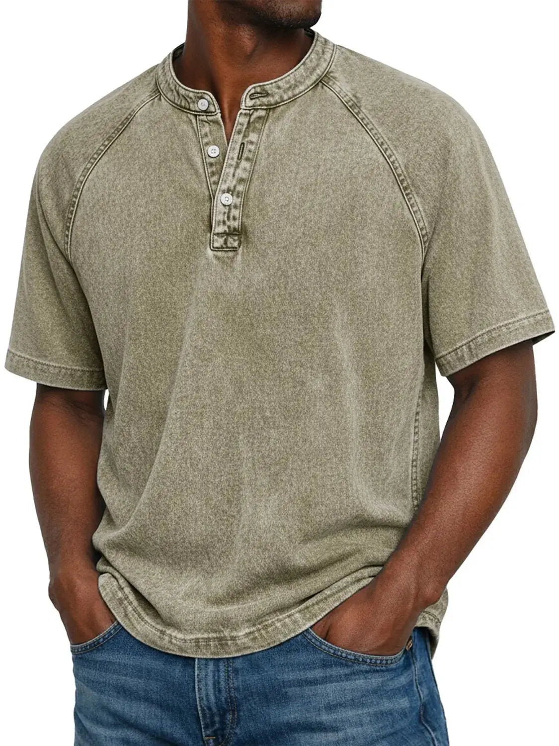Esarot - Vintage Wash Henley T Shirt