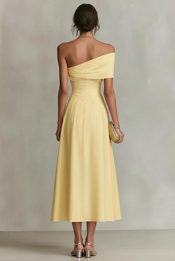 Nermin | Midi Dress Off-Shoulder Flared Design