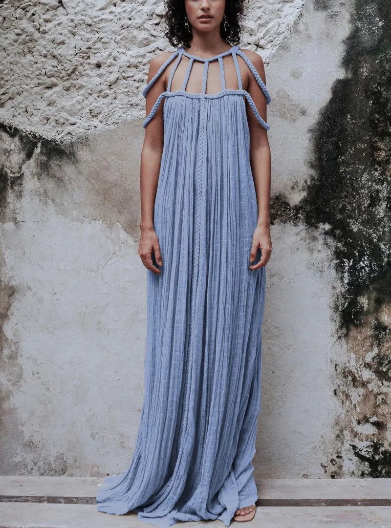 Nuriya | Maxi Dress Sleeveless Strappy Pleated Flowing