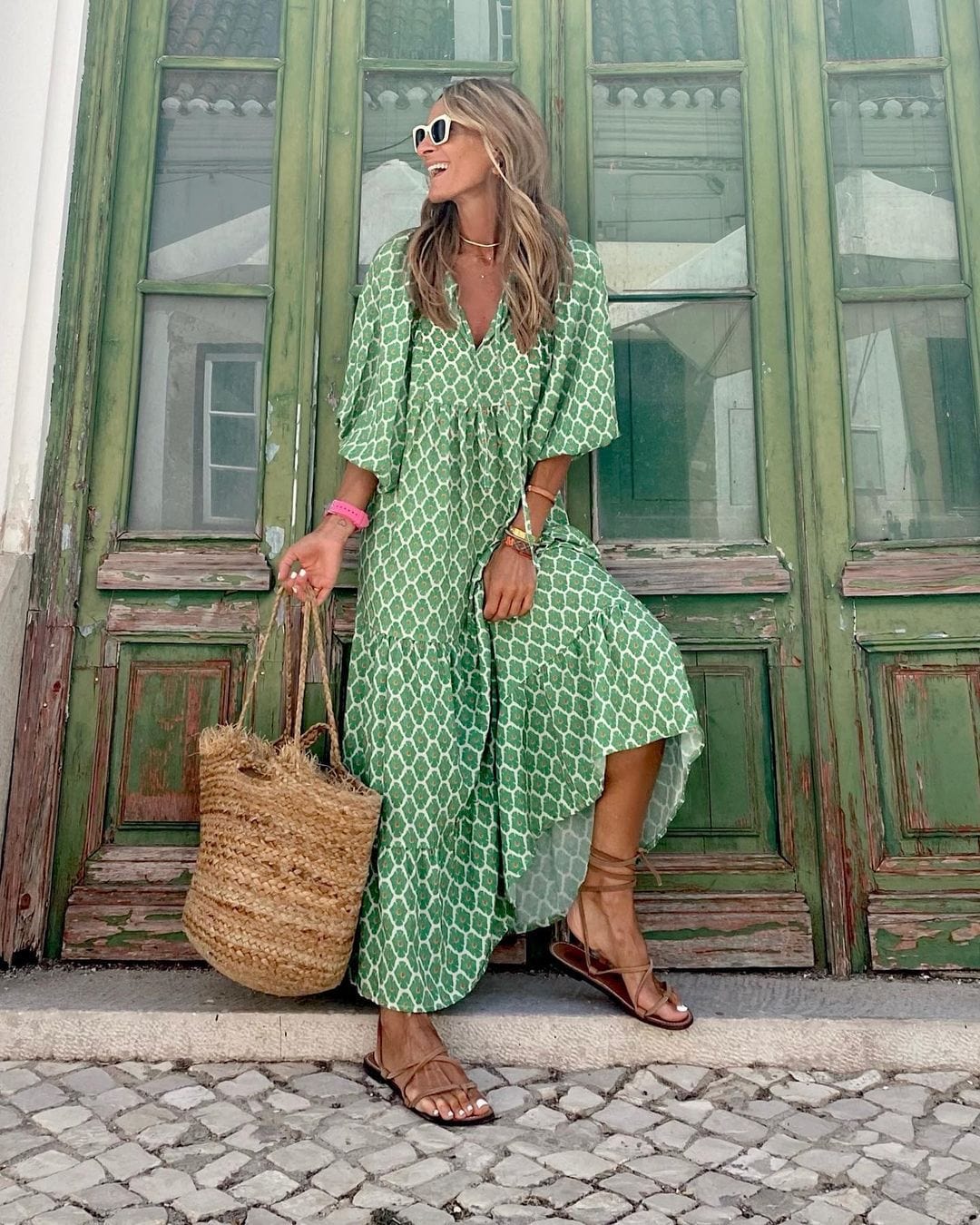 Tessa | Maxi Dress Geometric Print V-Neck