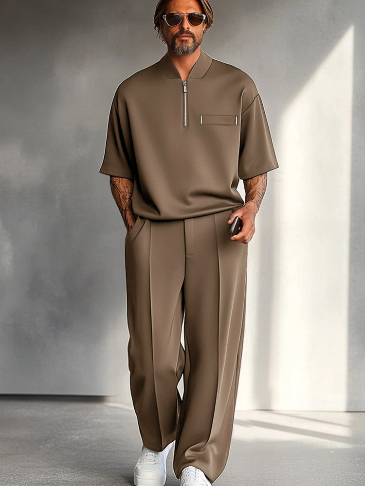 Methew | Half Zip Shirt Pants Set