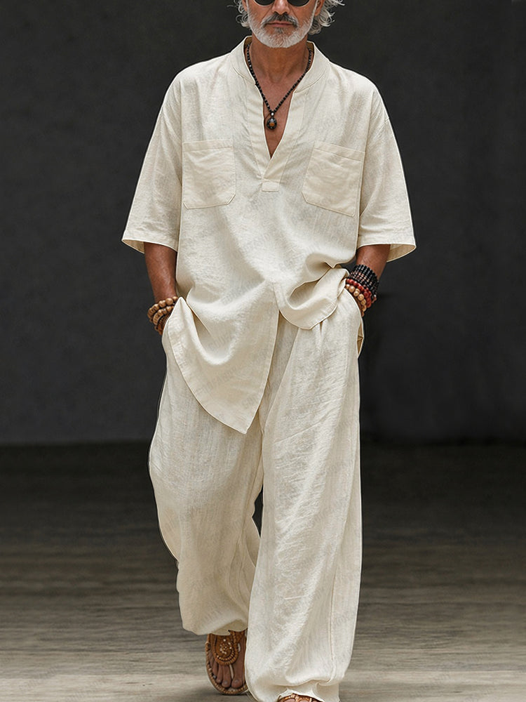 Koray | Relaxed V-Neck Short Sleeve Shirt