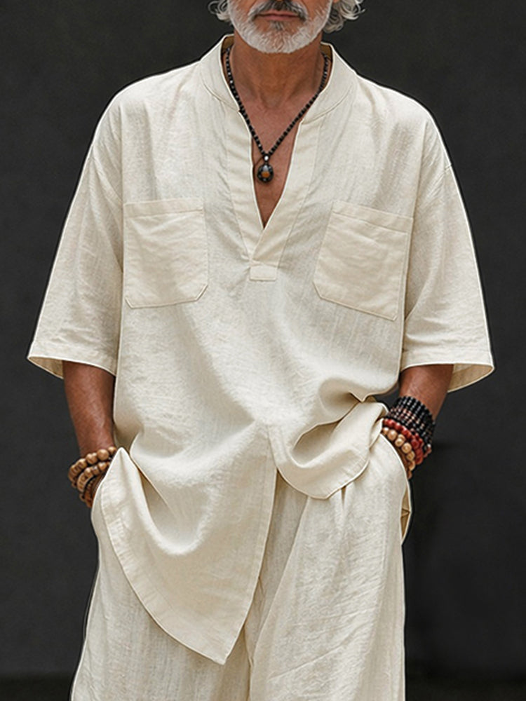 Koray | Relaxed V-Neck Short Sleeve Shirt