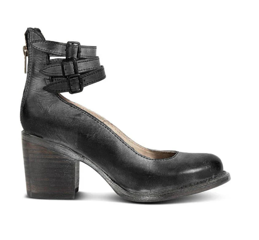 Steffie – Wooden Block Heel Ankle Strap Pumps