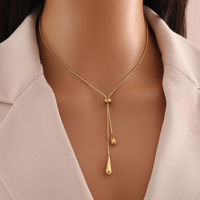 Sillyna | Necklace with Adjustable Double Teardrop Pendants