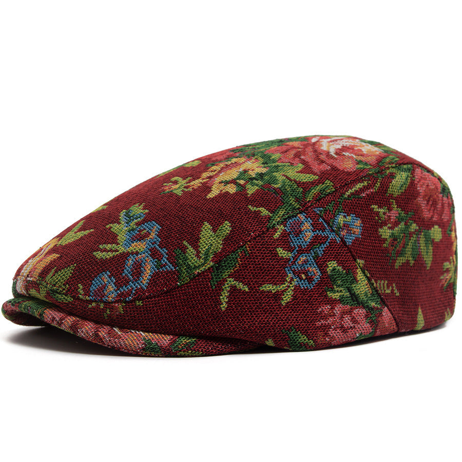 Sekou | Floral Woven Pattern Flat Cap