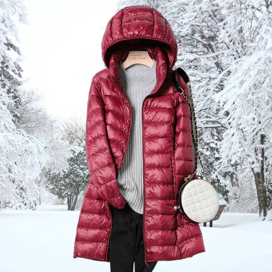 Henriette | Hooded Longline Quilted Puffer Jacket