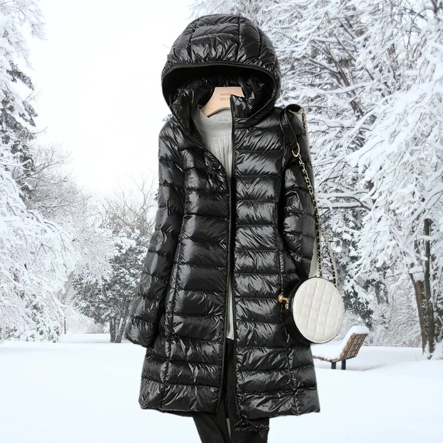 Henriette | Hooded Longline Quilted Puffer Jacket